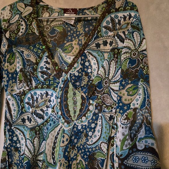 Vintage Y2K Babydoll Spaghetti Straps Grunge 1990s Style Wrap Floral Blouse Sz S - Picture 10 of 10